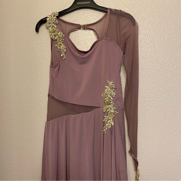Weissman dance costume LOVE ME AGAIN 10156 Asymmetrical lavender mauve LC child - Picture 2 of 13